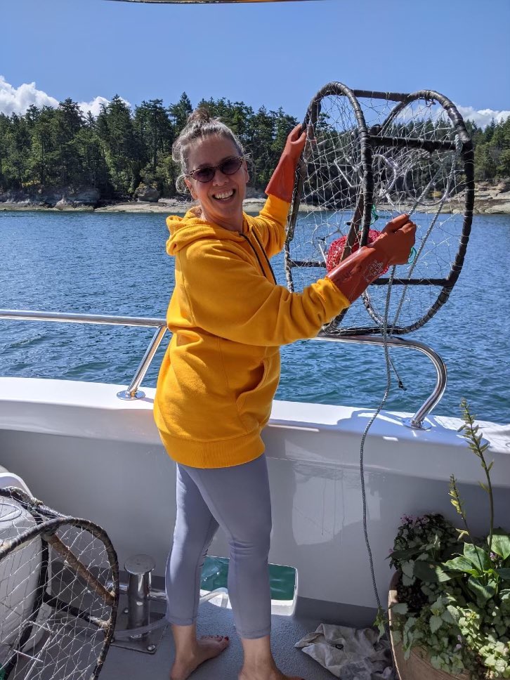 Chef Misty sets a crab pot